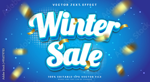 Winter Sale Frozen ice editable text effect Template