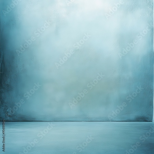 Abstract Teal Blue Grunge Wall and Floor Background.