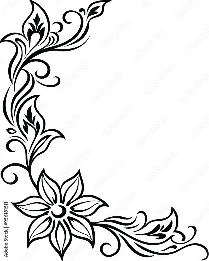 Corner Flower Border Line Art Outline Illustration, Simple and Elegant Floral Design, Isolated on White Background, Perfect for Invitations, Greeting Cards, and Decorative Projects in High-Resolution Corner Flower Border Line Art Outline Illustration, Simple and Elegant Floral Design, Isolated on White Background, Perfect for Invitations, Greeting Cards, and Decorative Projects in High-Resolution