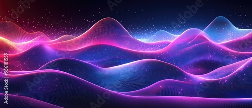 Abstract line art illustration featuring shiny neon waves and light effects ideal for use as wallpaper banners backgrounds cards book illustrations or landing pages