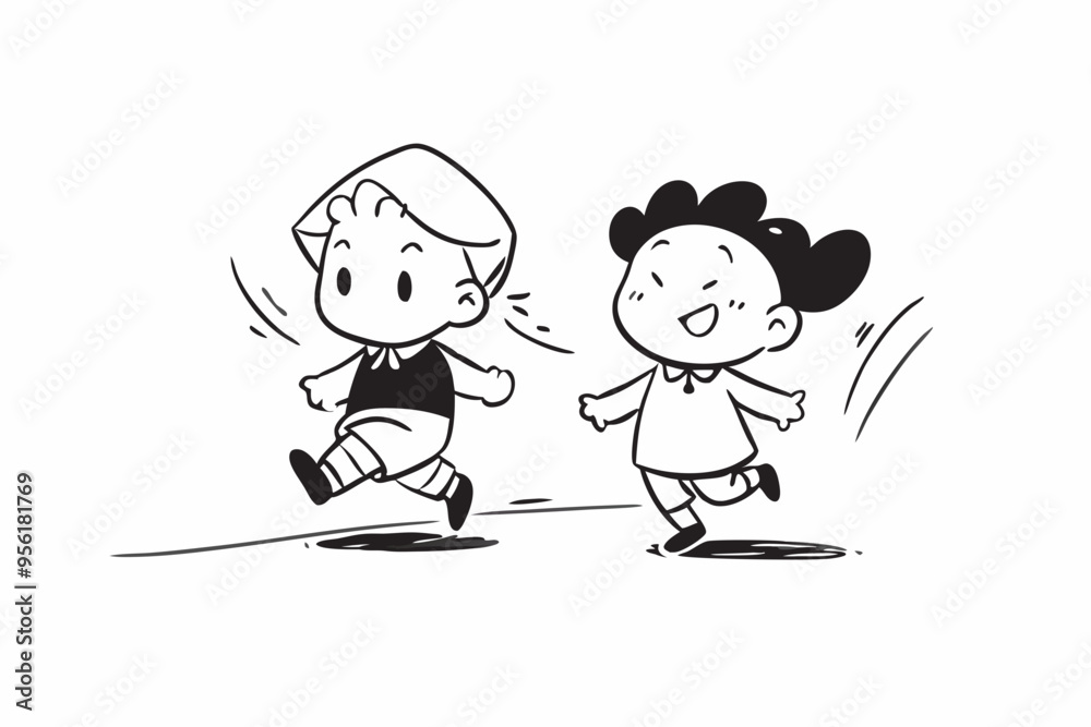 Two children walking silhouette vector illustration
Two children walking silhouette vector illustration