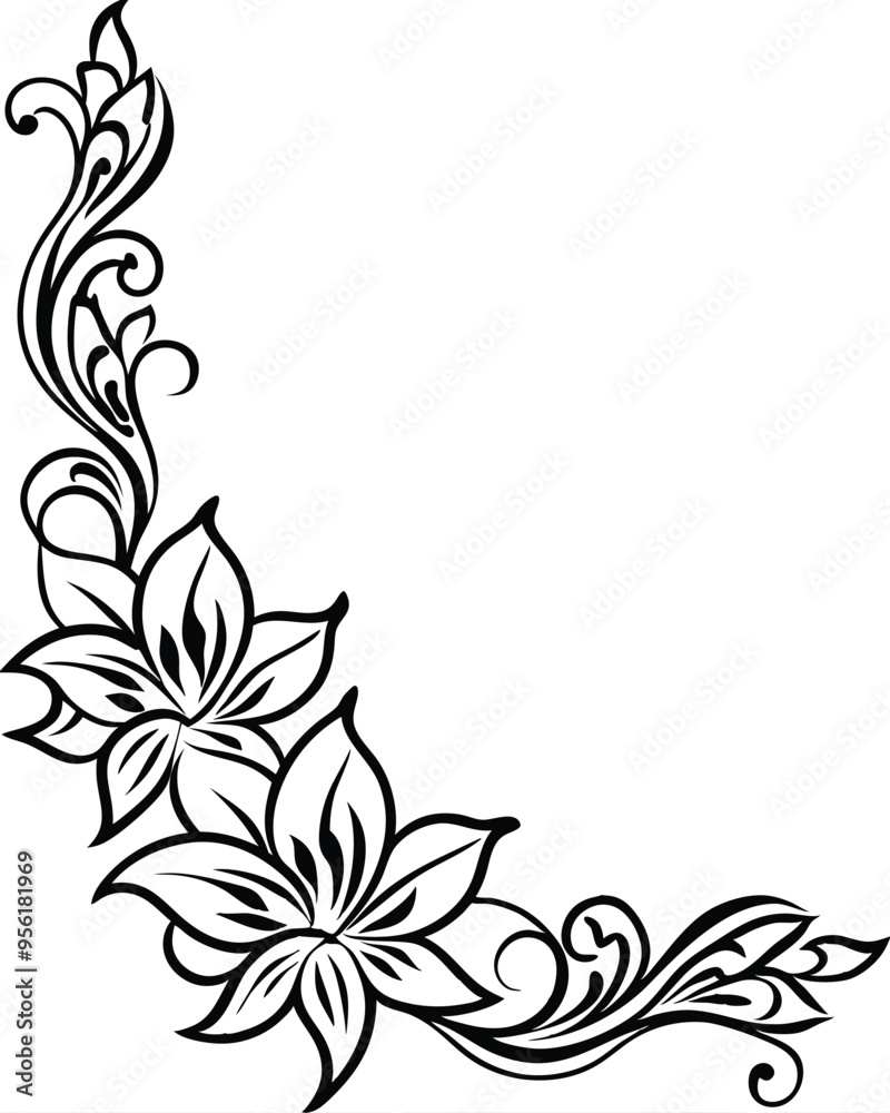 Corner Flower Border Line Art Outline Illustration, Simple and Elegant Floral Design, Isolated on White Background, Perfect for Invitations, Greeting Cards, and Decorative Projects in High-Resolution Corner Flower Border Line Art Outline Illustration, Simple and Elegant Floral Design, Isolated on White Background, Perfect for Invitations, Greeting Cards, and Decorative Projects in High-Resolution
