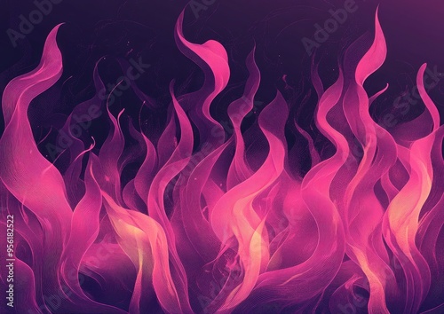 Line art depiction of pink flames against a dark backdrop