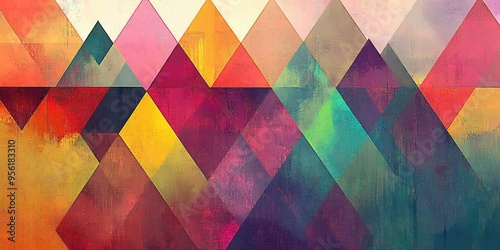 Colorful geometric pattern illustration showcasing triangles and lines in diverse shades