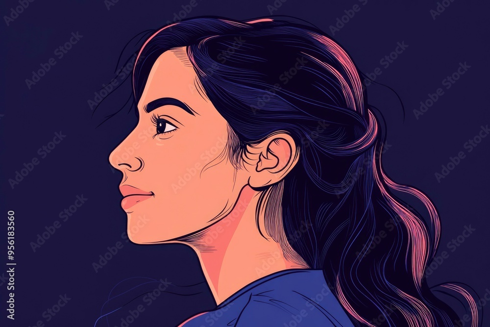 Profile of a Woman with Long Dark Hair Profile of a Woman with Long Dark Hair