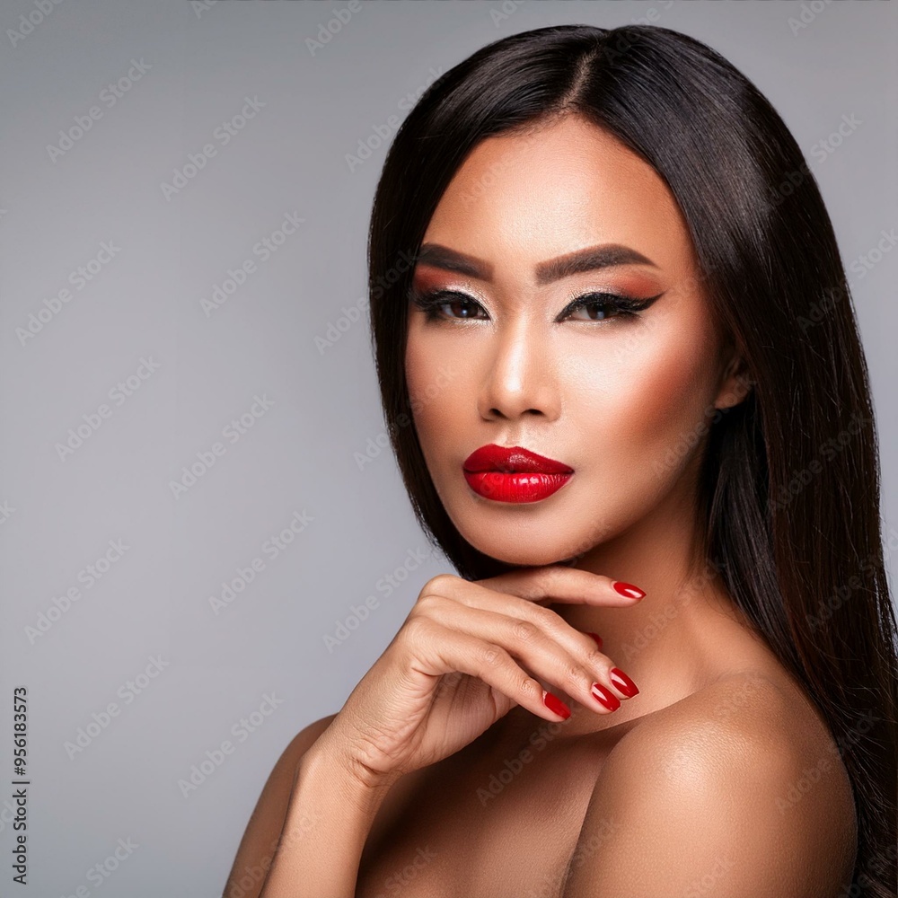 Fototapeta premium Asian-American beauty, AI generated