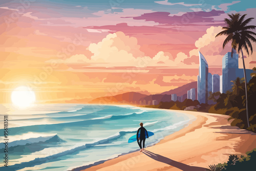 an illustration of the highway arriving on the beach