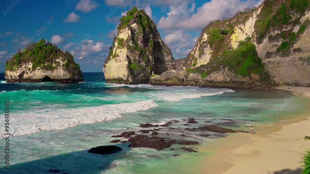 Diamond beach Bali, one of the most beautiful travel destination Bali with scenery mountain rocks in crystal clear ocean water on nature background 4K Nusa Penida, Bali, Indonesia Diamond beach Bali, one of the most beautiful travel destination Bali with scenery mountain rocks in crystal clear ocean water on nature background 4K Nusa Penida, Bali, Indonesia
