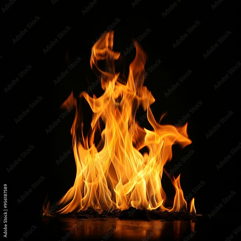 Fototapeta premium Fire is burning in the dark background