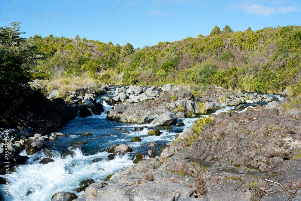 water raging over the rocks, The Mahuia Rapids, Tongariro National Park water raging over the rocks, The Mahuia Rapids, Tongariro National Park
