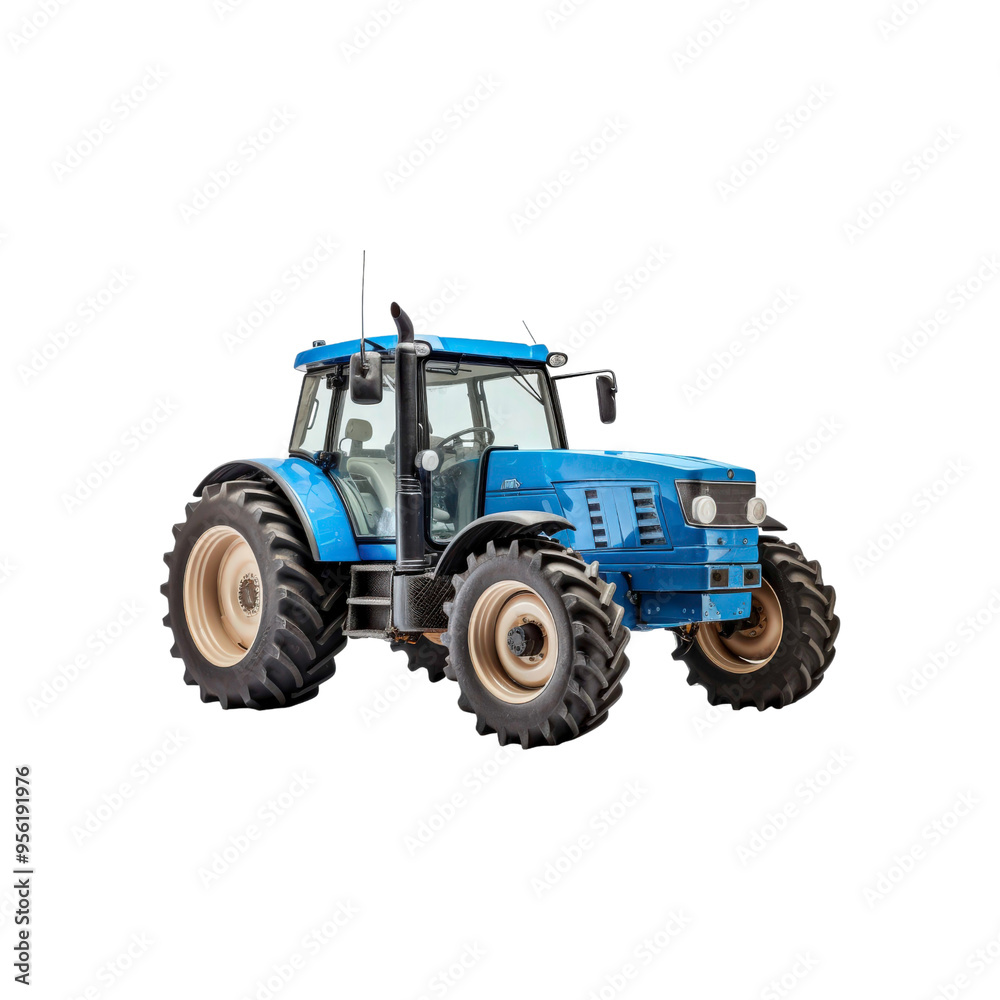 Tractor with large wheels and black tires. Suitable for agricultural, construction, and rural themed designs in need of a powerful vehicle element Tractor with large wheels and black tires. Suitable for agricultural, construction, and rural themed designs in need of a powerful vehicle element