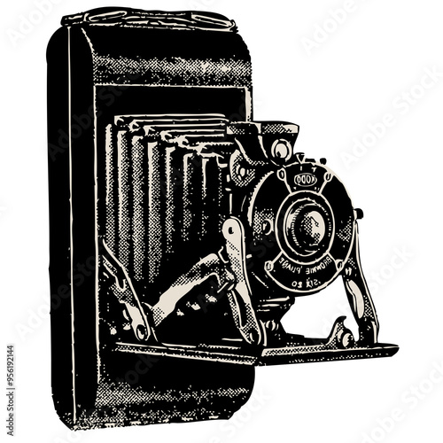 Old camera vintage illustration isolated on transparent background