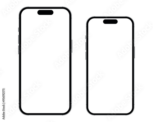 Iphone 16 series mockup front view isolated on transparent background. Iphone 16 series mock up screen template for infographic business web site design app ios 16.