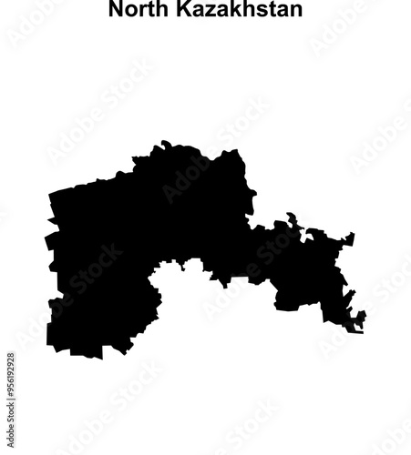 North Kazakhstan region blank outline map