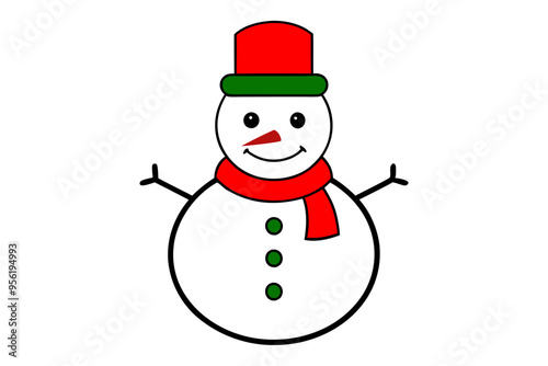 Snowman vector line art illustration