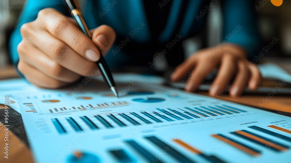 Depict the strategy behind a financial plan for a home loan, with graphs and charts on a screen, with a person analyzing data, focus on, planning theme, dynamic, Fusion, corporate office backdrop Depict the strategy behind a financial plan for a home loan, with graphs and charts on a screen, with a person analyzing data, focus on, planning theme, dynamic, Fusion, corporate office backdrop