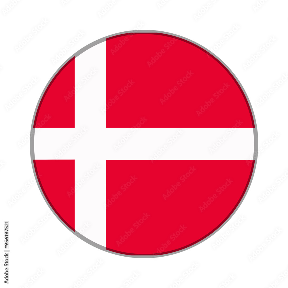 The flag of Denmark . Flag icon. Standard color. Round flag. Computer illustration. Digital illustration. Vector illustration. The flag of Denmark . Flag icon. Standard color. Round flag. Computer illustration. Digital illustration. Vector illustration.