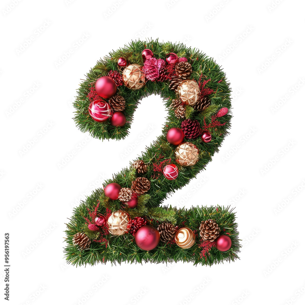 Christmas Numeric Character 2 made of tree decorations Christmas Numeric Character 2 made of tree decorations