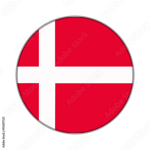 Free Download The flag of Denmark . Flag icon. Standard color. Round flag. Computer illustration. Digital illustration. Vector illustration. - GFXLoad