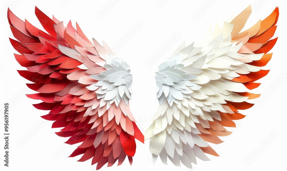 Fototapeta premium Sharp Focus on Paper Wings, Crafted from Petals in PNG Format, 4K Resolution