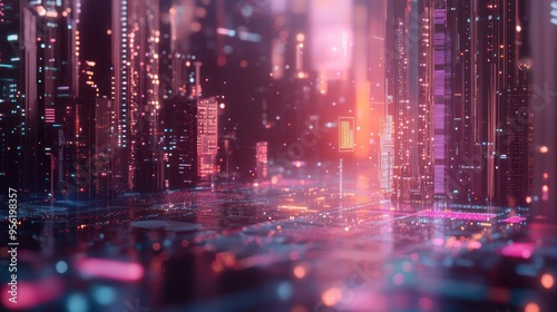 Neon Cityscape: A Digital Metropolis of Glowing Towers