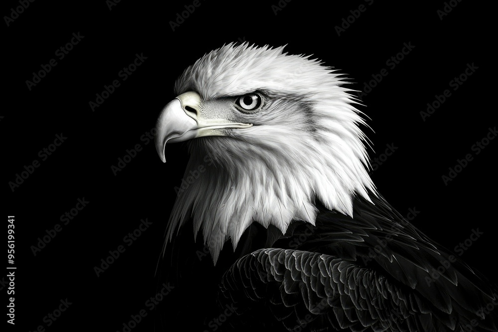 A Bald Eagle's Focused Gaze in Monochrome A Bald Eagle's Focused Gaze in Monochrome