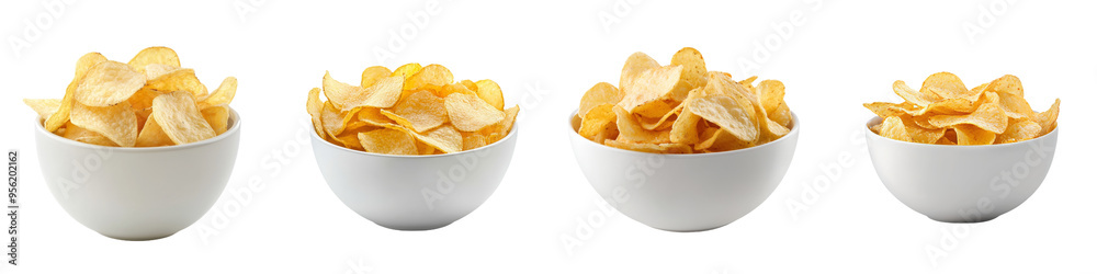 Bowl of chipped potato isolated on white, clipping path, full depth of field Bowl of chipped potato isolated on white, clipping path, full depth of field