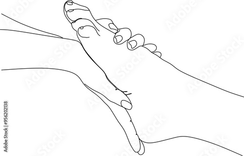 Vector illustration of foot massage, foot care concept, relaxing procedure for masseur, beautiful feet during massage for spa treatments advertising