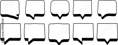 3D Speech Bubble Icons Set in Various Shapes, Perfect for Chat Interfaces, Messaging Apps, and Communication Design Elements in Modern User Interface and Graphic Design Projects