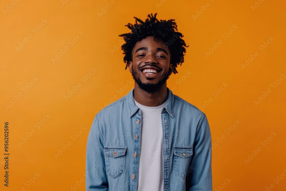 Happy young man posing in charming dreamy manner. Happy young man posing in charming dreamy manner.