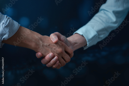 Negotiating business,Image of businessmen Handshaking,Handshake Gesturing People Connection Deal Concept..