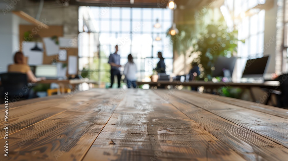 A photograph of a modern, bright office, blurred background A photograph of a modern, bright office, blurred background