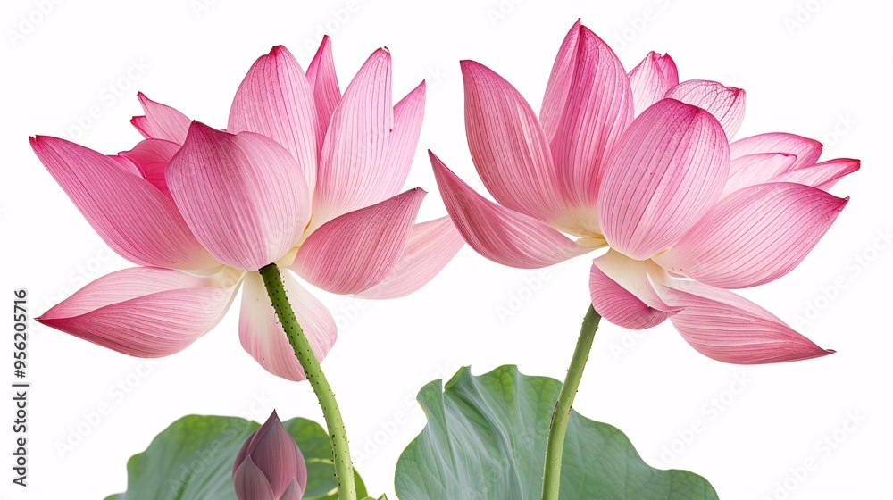07231249 574. High-resolution image of two pink lotus flowers, capturing their intricate petal details and elegant arrangement, isolated on a clean background 07231249 574. High-resolution image of two pink lotus flowers, capturing their intricate petal details and elegant arrangement, isolated on a clean background