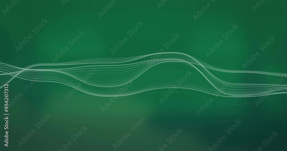 Flowing wave lines animation over green background