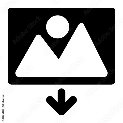 download, picture, image, media, multimedia solid or glyph icon