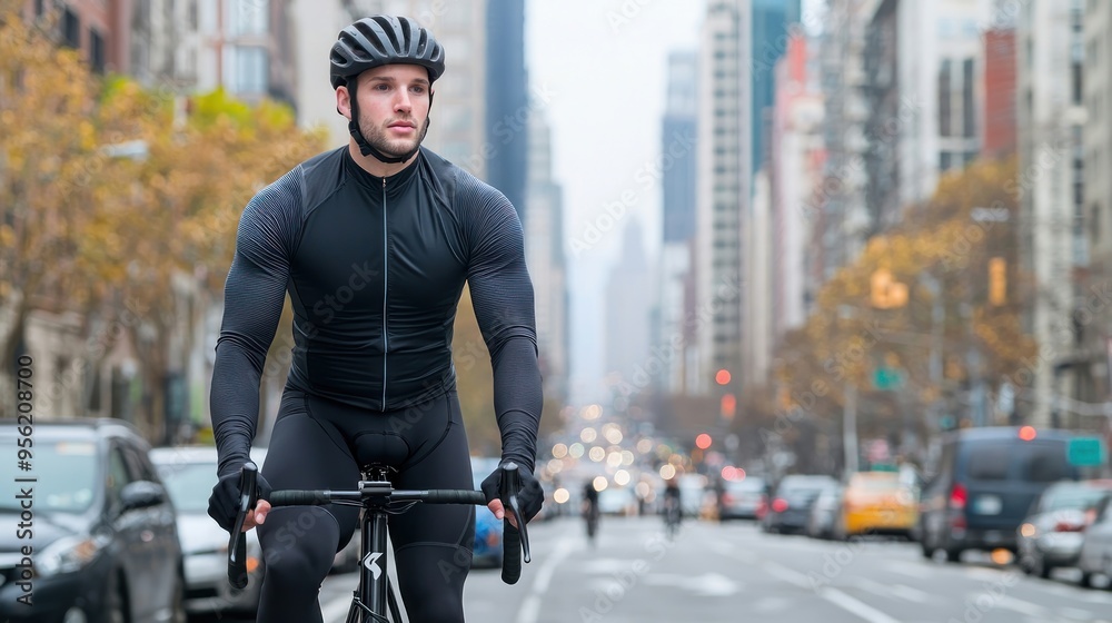 Cyclist in City. Cyclist in City.