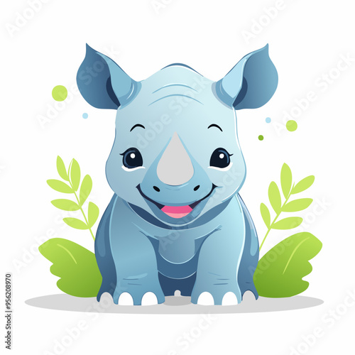 Rhinoceros Rhino Cute Small Cartoon Baby Animal Character
