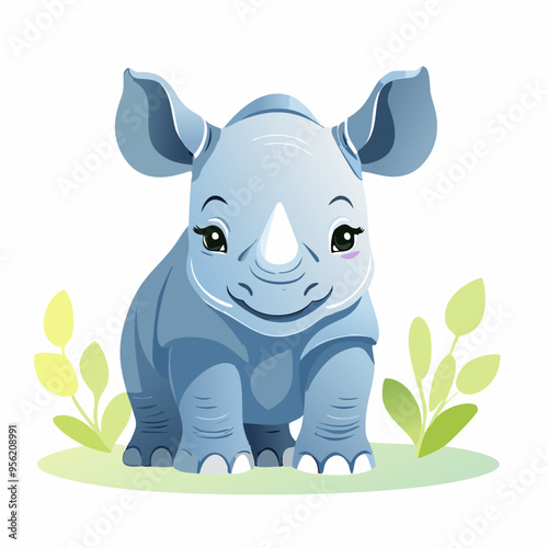 Rhinoceros Rhino Cute Small Cartoon Baby Animal Character
