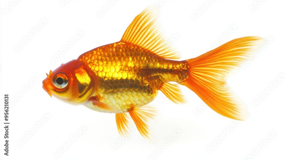 Stunning goldfish isolated on white background captured in studio setting Stunning goldfish isolated on white background captured in studio setting