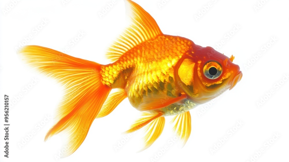 Stunning goldfish isolated on white background captured in studio setting Stunning goldfish isolated on white background captured in studio setting