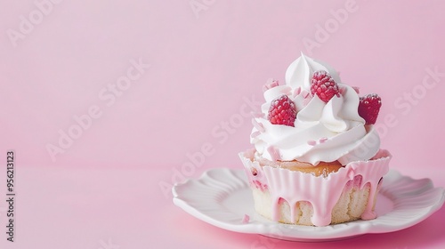 Stunning Cute Dessert with Pink Background: A Sweet and Delightful Visual. Showcasing Charm and Yumminess.