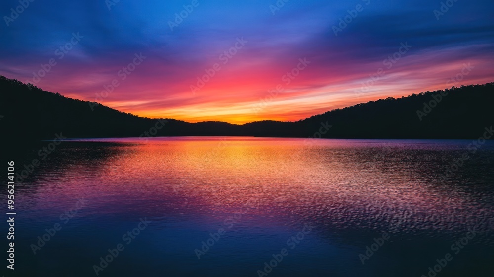 Fototapeta premium Serene Sunset Over the Lake