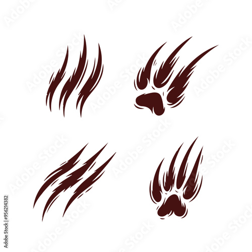 animal Claw scratches mark set.