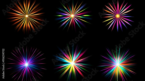 Colorful Starburst Effects Set of