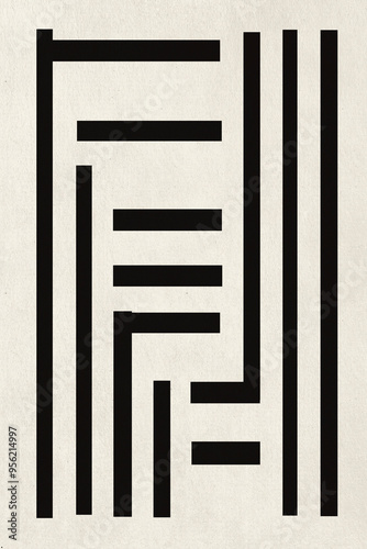 Arrangement of black thick lines against beige background