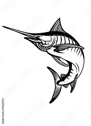 Marlin Fish |Blue Marlin | Fisherman | Wildlife | Salt Water Fish | Sword Fish | Ocean Animal | Fishing | Original Illustration | Vector and Clipart | Cutfile and Stencil
