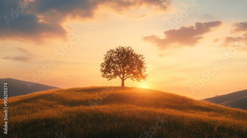 Lone Tree Sunset Landscape