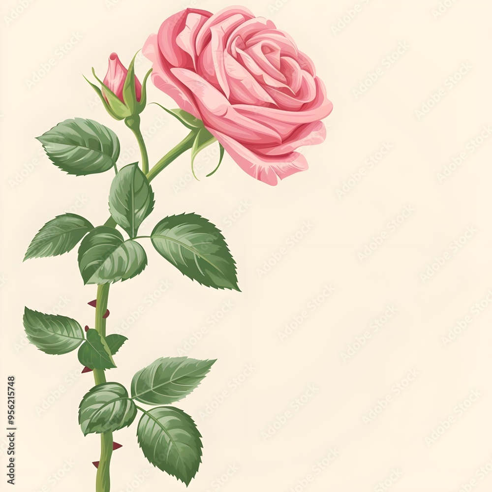 Fototapeta premium pink rose on a light pink background generative ai