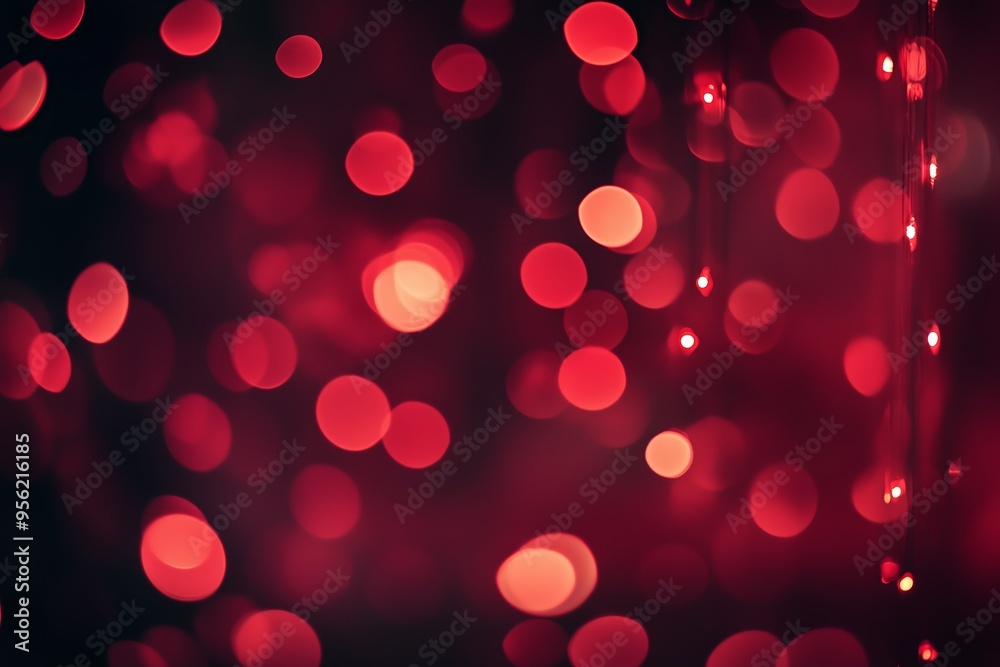 Soft red bokeh lights create a warm and inviting atmosphere in a darkened indoor space during festive celebrations Soft red bokeh lights create a warm and inviting atmosphere in a darkened indoor space during festive celebrations