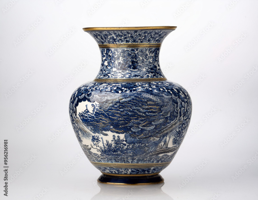 Yuan Dynasty Blue and White Dragon Jar isolated on white Yuan Dynasty Blue and White Dragon Jar isolated on white